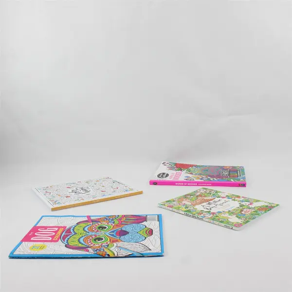 Lot of 4 Coloring Books Color Happy Words of Wonder Dog Coloring Baby Animals