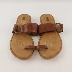 Born Handcrafted Footwear Women's 8/39 Brown Leather Toe Loop Sandal Slides 