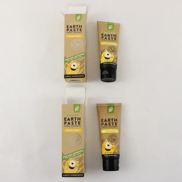 Lot of 2 Earthpaste 4 oz Lemon Twist Mineral Toothpaste Nano Silver Vegan