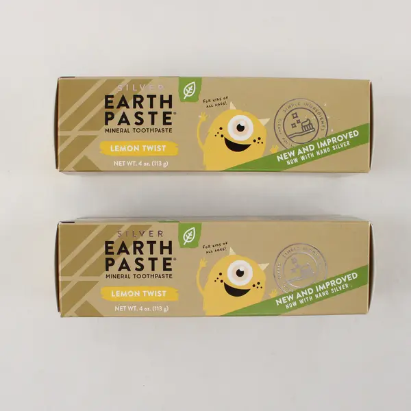 Lot of 2 Earthpaste 4 oz Lemon Twist Mineral Toothpaste Nano Silver Vegan