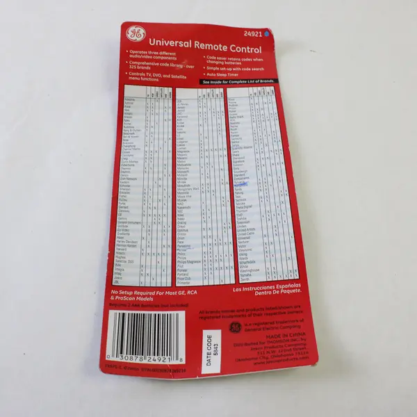 GE RM24912 Universal Remote Control 3 Device TV DVD Cable Satellite