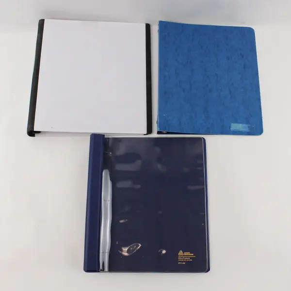 Lot of 3 3-Ring Binders Blue White Pressboard 1in 2in