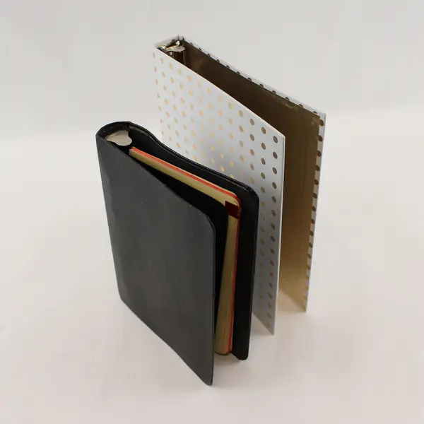 Lot of 2 Mini Binders Black White Gold Polka Dot Boorum & Pease Dayna Lee