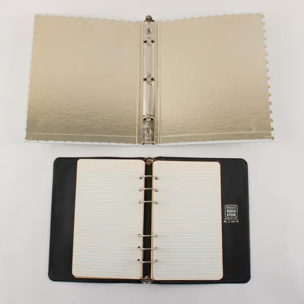Lot of 2 Mini Binders Black White Gold Polka Dot Boorum & Pease Dayna Lee