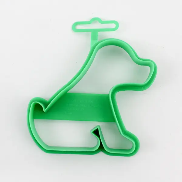 1993 VTG Wilton Sitting Puppy Dog Green Plastic Cookie Cutter 4"