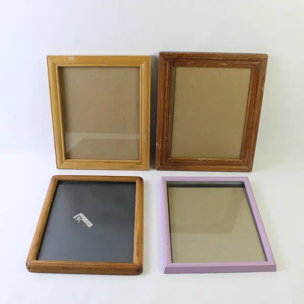 Lot of 4 Medium Sized Wooden Picture Frames for DIY Craft Projects Flawed