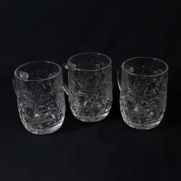Set of 3 Princess House Fantasia Glass Coffee Mugs