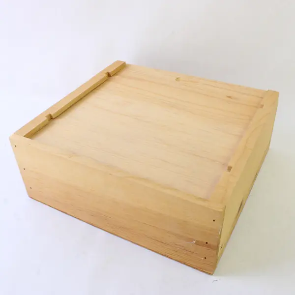 Natural Light-Colored Storage Box Slide Top 8.5x9x3.25