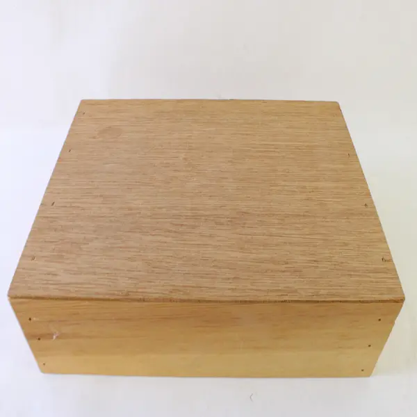 Natural Light-Colored Storage Box Slide Top 8.5x9x3.25