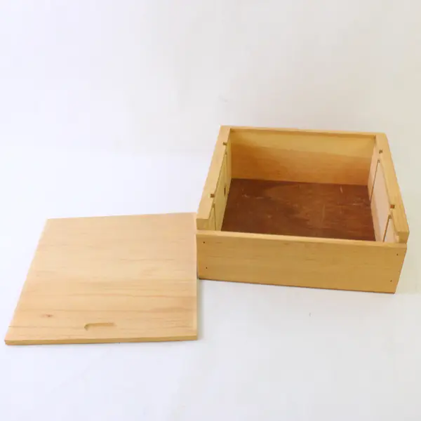 Natural Light-Colored Storage Box Slide Top 8.5x9x3.25