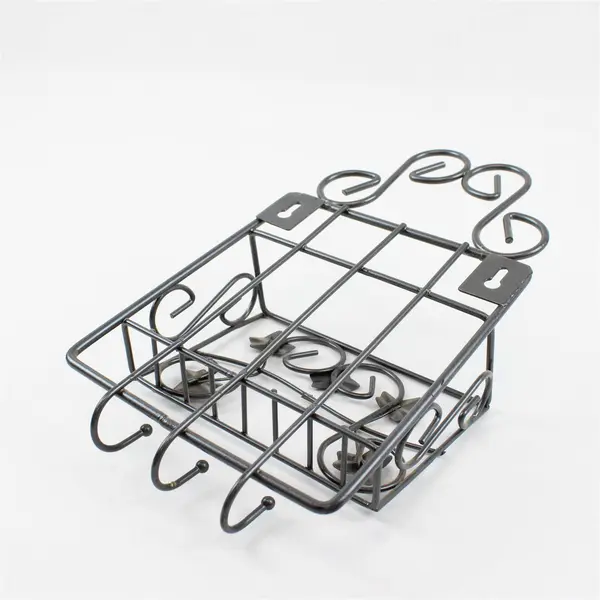 Wrought Iron Wall-Hanging Organizer with Key Hooks Ivy Design