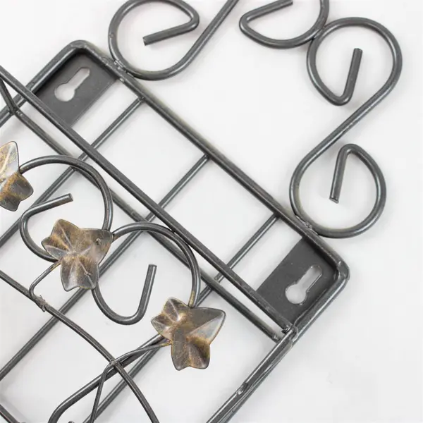 Wrought Iron Wall-Hanging Organizer with Key Hooks Ivy Design