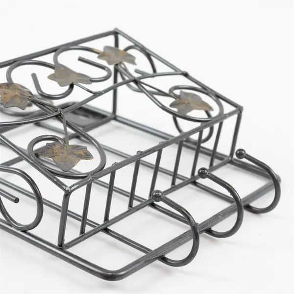Wrought Iron Wall-Hanging Organizer with Key Hooks Ivy Design