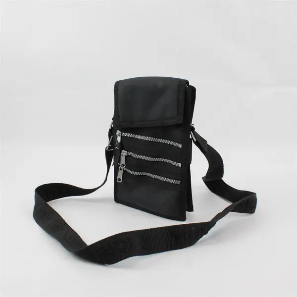 Mundi Small Black Multi-Pocket Crossbody Purse