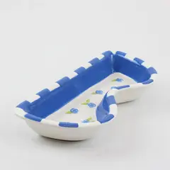 Hand-Painted Blue and White Floral Eyeglass Holder Ceramic Dish