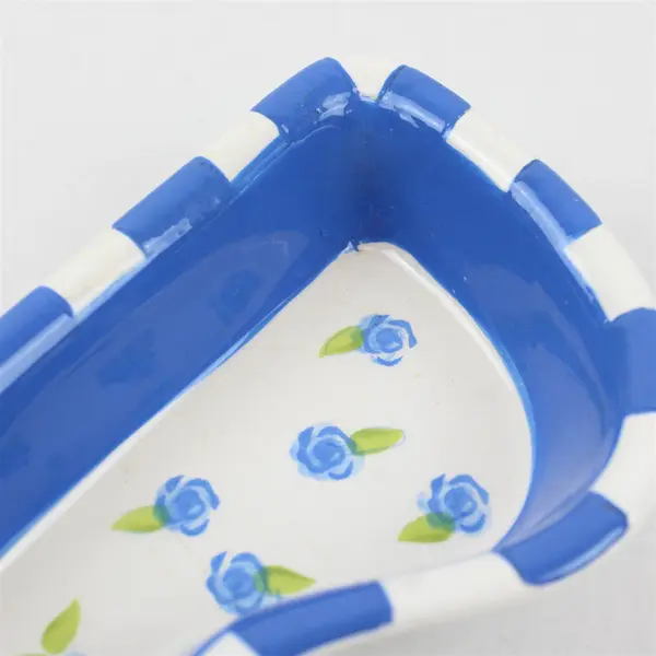 Hand-Painted Blue and White Floral Eyeglass Holder Ceramic Dish