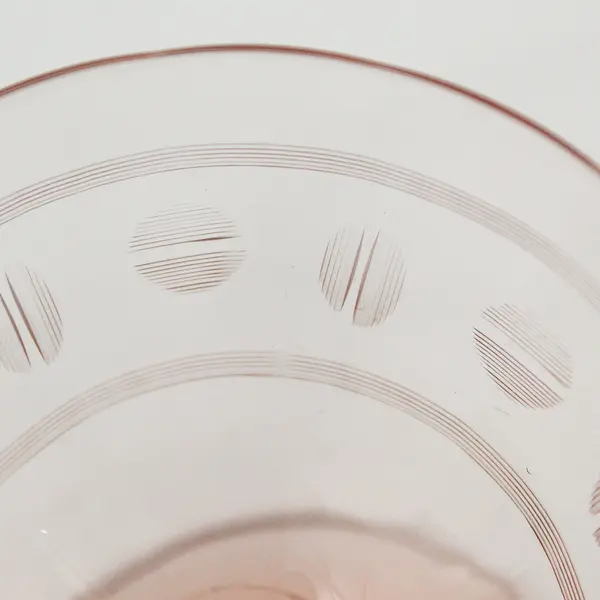 Set of 4 Pink Depression Glass Sherbet Glasses With Etched Split Dots