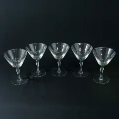 Set of 5 Fostoria Engagement Platinum Rim Crystal Champagne Glasses