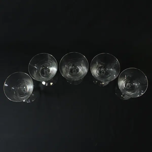 Set of 5 Fostoria Engagement Platinum Rim Crystal Champagne Glasses