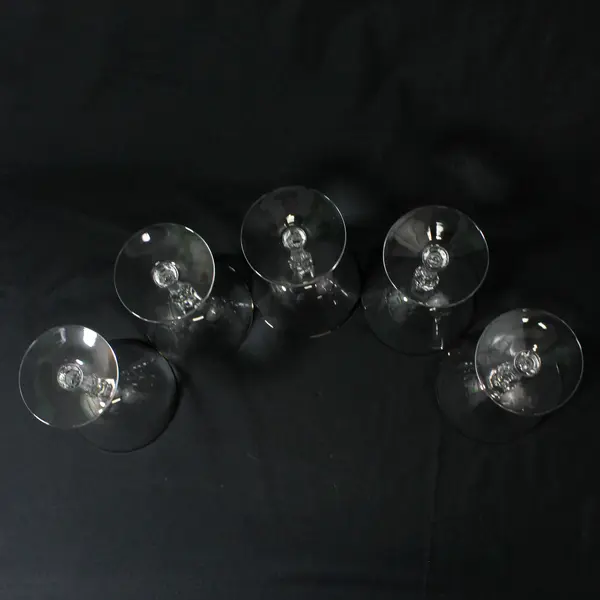 Set of 5 Fostoria Engagement Platinum Rim Crystal Champagne Glasses