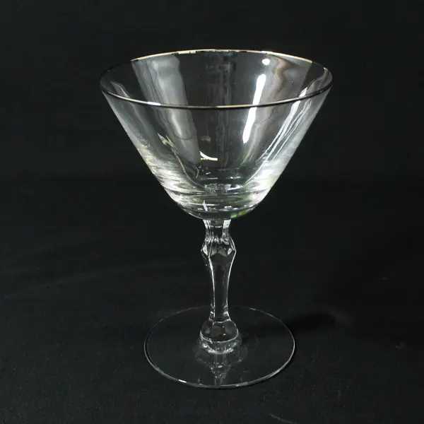 Set of 5 Fostoria Engagement Platinum Rim Crystal Champagne Glasses