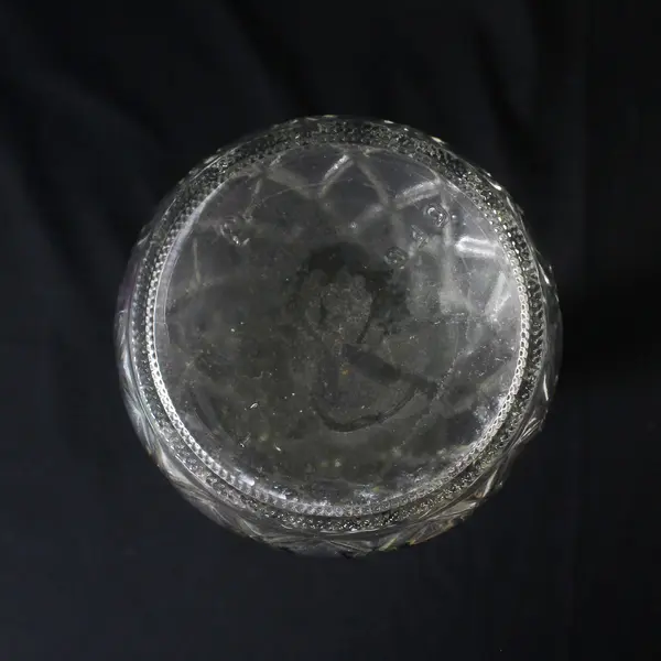 C.F.G. Clear Glass Diamond Pattern Bud Vase 9"