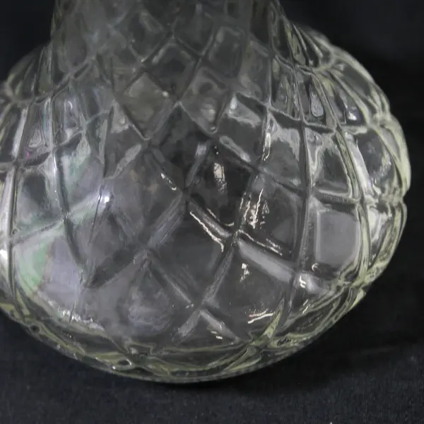 C.F.G. Clear Glass Diamond Pattern Bud Vase 9"