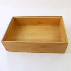 Bamboo Flatware Storage Box w Lid Kitchen Office Organizer Used