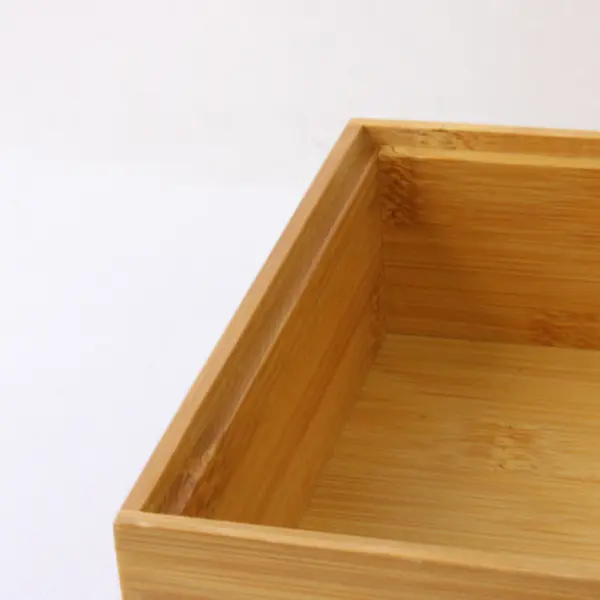 Bamboo Flatware Storage Box w Lid Kitchen Office Organizer Used