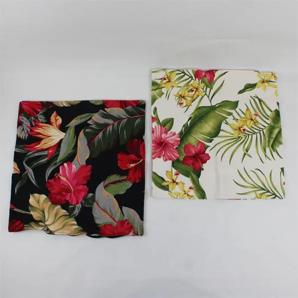 Lot Of 2 Unbranded Multicolor Hibiscus Floral Square Throw Pillowcase/Sham 16"