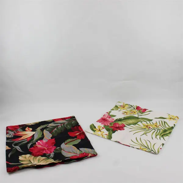 Lot Of 2 Unbranded Multicolor Hibiscus Floral Square Throw Pillowcase/Sham 16"