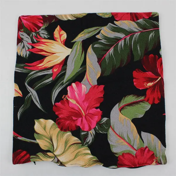 Lot Of 2 Unbranded Multicolor Hibiscus Floral Square Throw Pillowcase/Sham 16"
