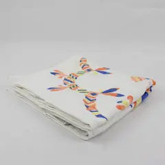 White Rectangular Fabric Tablecloth Multicolor Tropical Print 36 x 44
