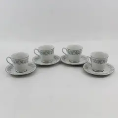 Set of 4 Sango Oxford Pink Melody Cups And Saucers