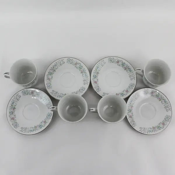Set of 4 Sango Oxford Pink Melody Cups And Saucers