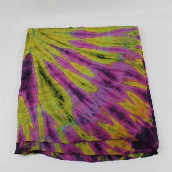 Unbranded Purple & Green Tie Dyed Large Rectangular Scarf Multiuse 43" x 74"