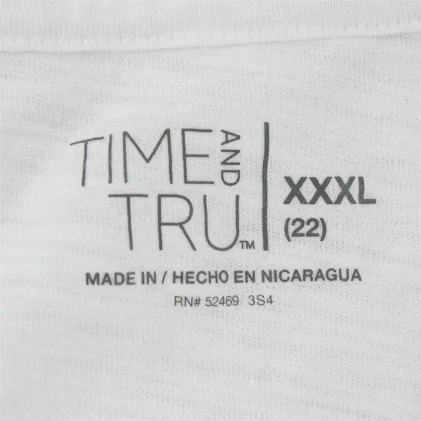 Time And Tru Solid White Color Short Sleeve T-Shirt Cotton/Poly Womens Size XXXL