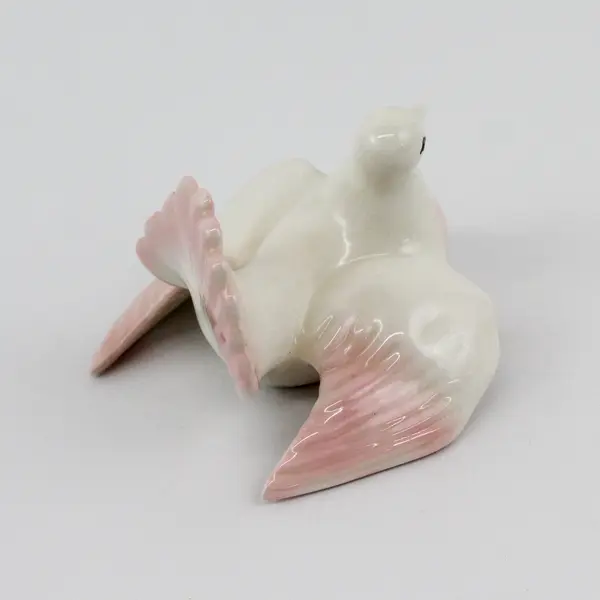 Pink And White Ceramic Dove With Spread Wings 2.75" Tall
