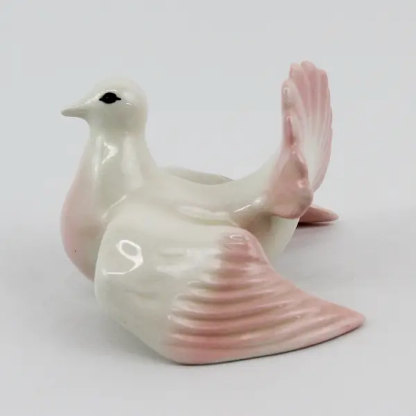 Pink And White Ceramic Dove With Spread Wings 2.75" Tall