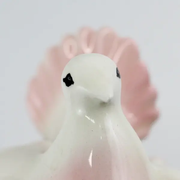 Pink And White Ceramic Dove With Spread Wings 2.75" Tall