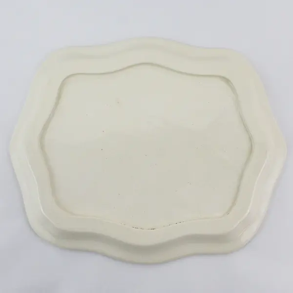 Vintage Scalloped Rim Tray or Platter With A Hand Painted Tulip Bouquet