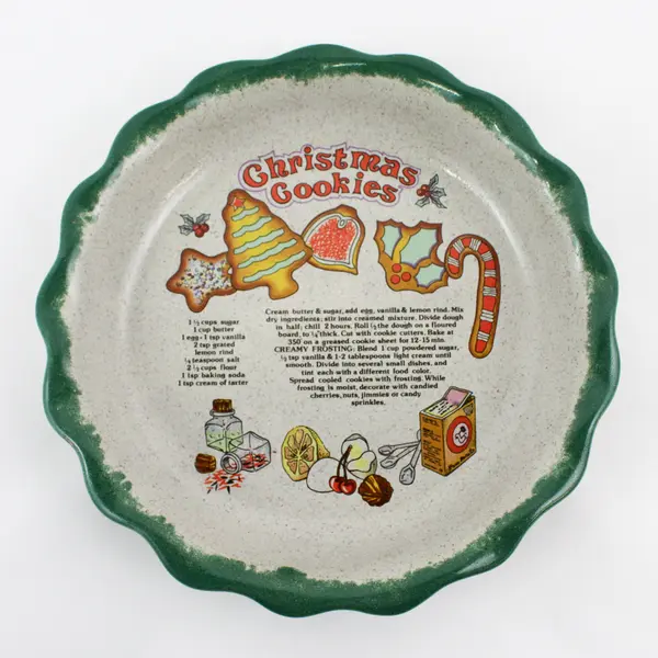 10" Stoneware Christmas Cookies Recipe Baking Dish