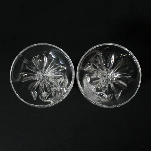 Vintage Pair Lead Crystal Candle Stick Holders Pinwheel Star Pattern 5” High