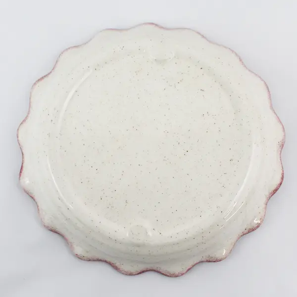 Handmade A Happy Home Recipe Tulip Pattern Scalloped Rim Deep Pie Dish