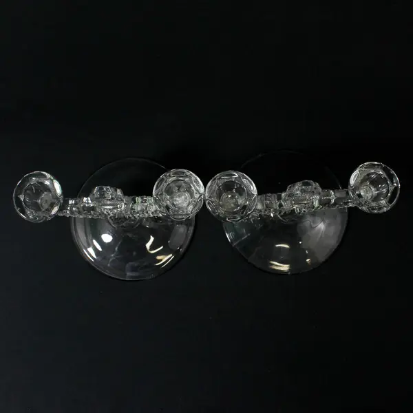 Set Of 2 Westmoreland Double English Hobnail Pattern Clear Glass Candleholders