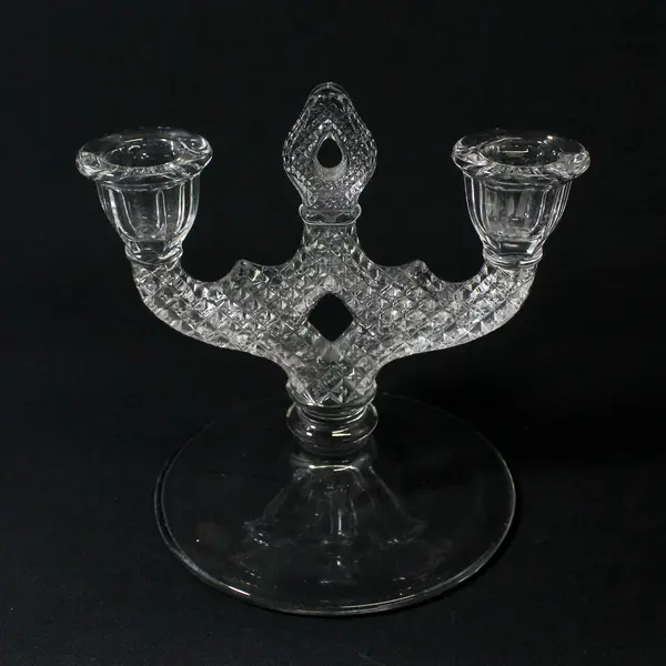 Set Of 2 Westmoreland Double English Hobnail Pattern Clear Glass Candleholders