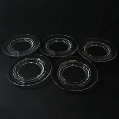 Set of 5 Clear Glass Salad Plates with An inner scalloped Band 7.5"
