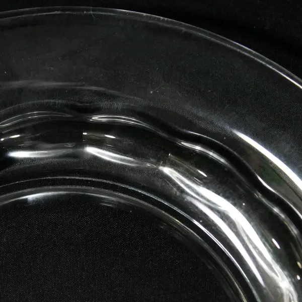 Set of 5 Clear Glass Salad Plates with An inner scalloped Band 7.5"