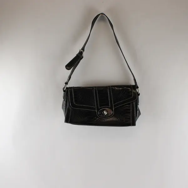 Strada Black Faux Snakeskin Shoulder Bag Purse
