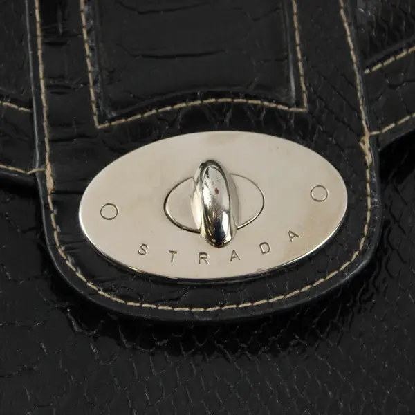 Strada Black Faux Snakeskin Shoulder Bag Purse